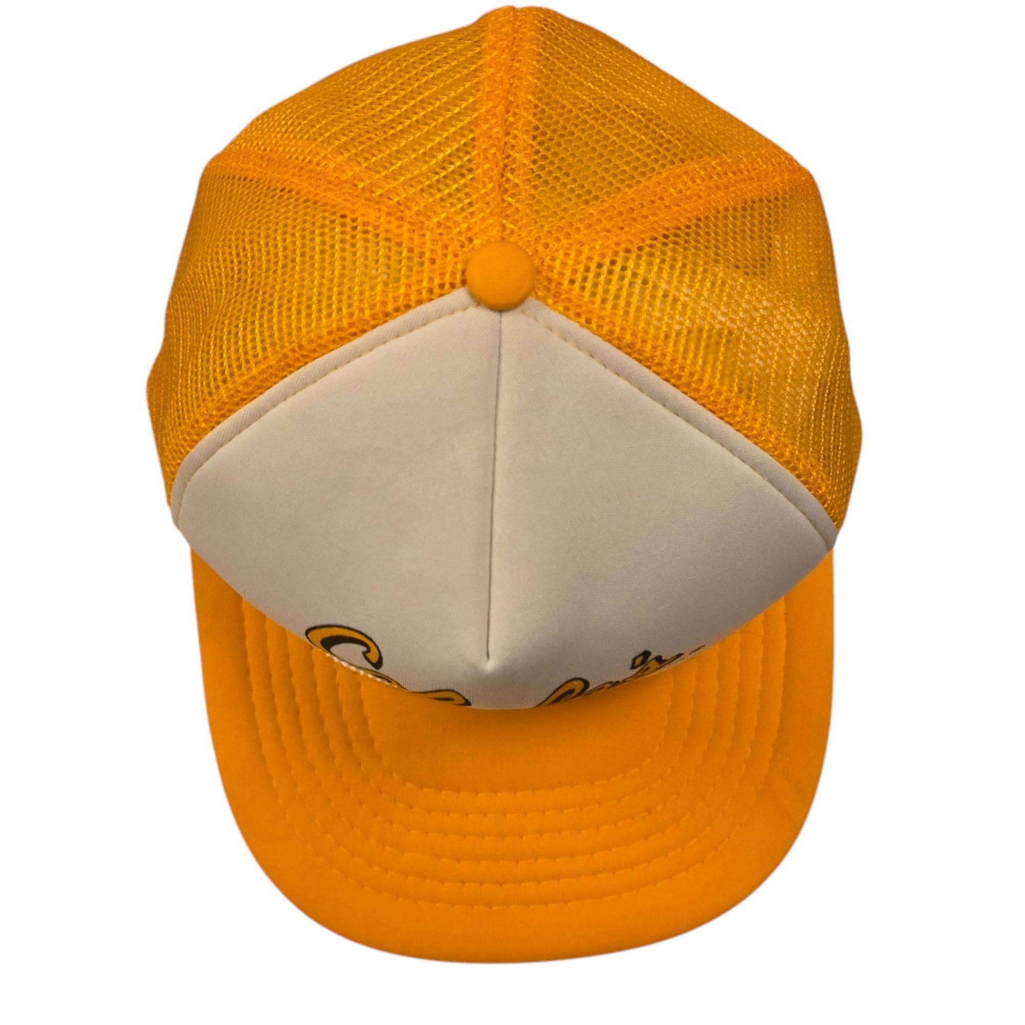Cabelas Vintage Trucker Hat Yellow White Mesh Snapback Cap Retro
