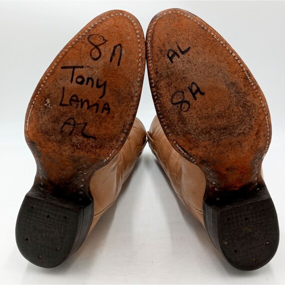 Vintage Tony Lama Cowboy Boots Tan Leather Mens 8 A Extra Narrow Western Vintage Tony Lama Cowboy Boots Tan Leather Mens 8 A Extra  main image 3