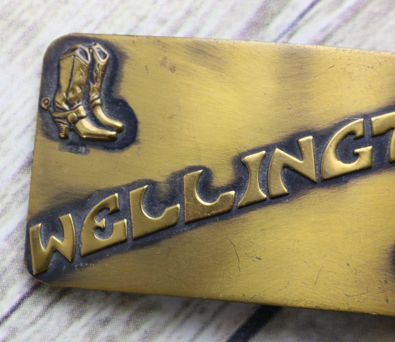 Wellington KS Belt Buckle Vintage Cowboy Boots Horse Western Country Spurs Rockabilly