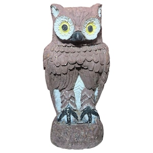 Vintage Eule Zement Skulptur Rustikal Beton Garten Statue Vogel