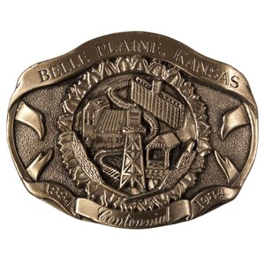 Belle Plaine Kansas Belt Buckle Centennial Limited Edition 1984 KS Collectible