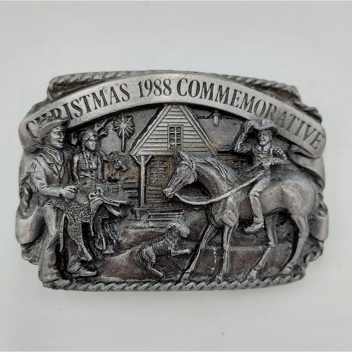 Christmas Commemorative Belt Buckle 1988 Vintage North Star Etsy