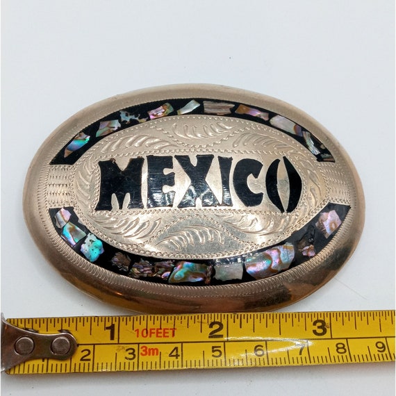 Mexico Belt Buckle Abalone Shell Western Wear Country… Gem