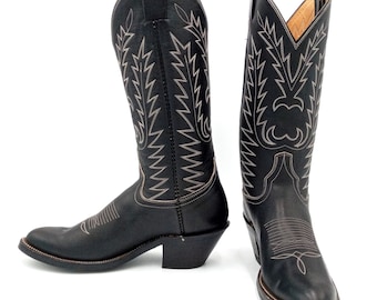 Vintage Full Leather WB Masterson Cowboy Boots Men