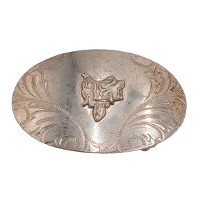 Western Horse Saddle Belt Buckle Vintage Cowboy Rodeo Country Rockabilly Distressed