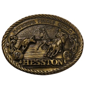 NFR Belt Buckle 1980 Hesston PRCA Team Roping National Finals Rodeo