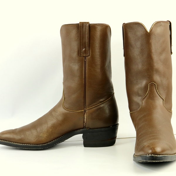 Justin Cowboy Boots Brown Leather Mens Taille 11.5 Un vintage occidental extra étroit