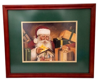 Santa Claus Nativity Framed Print Reason For The Season Rose Mary Montgomery Limited Edition