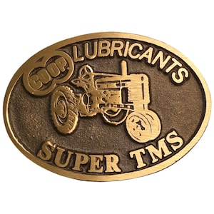 John Deere Belt Buckle Vintage COOP Model H Tractor Lubricants Super TMS Collectible