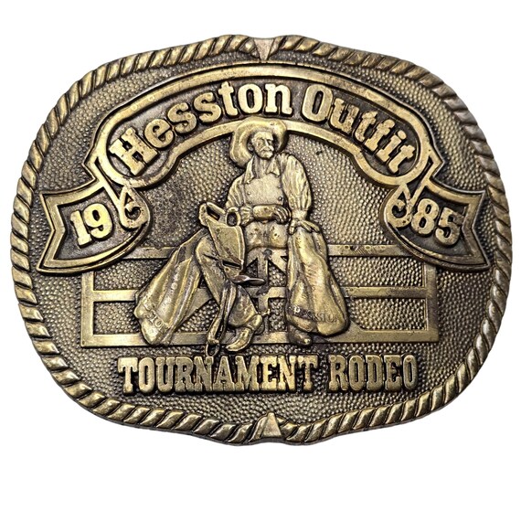 Hesston Rodeo Belt Buckle 1985 PRCA Outfit Tourna… - image 1