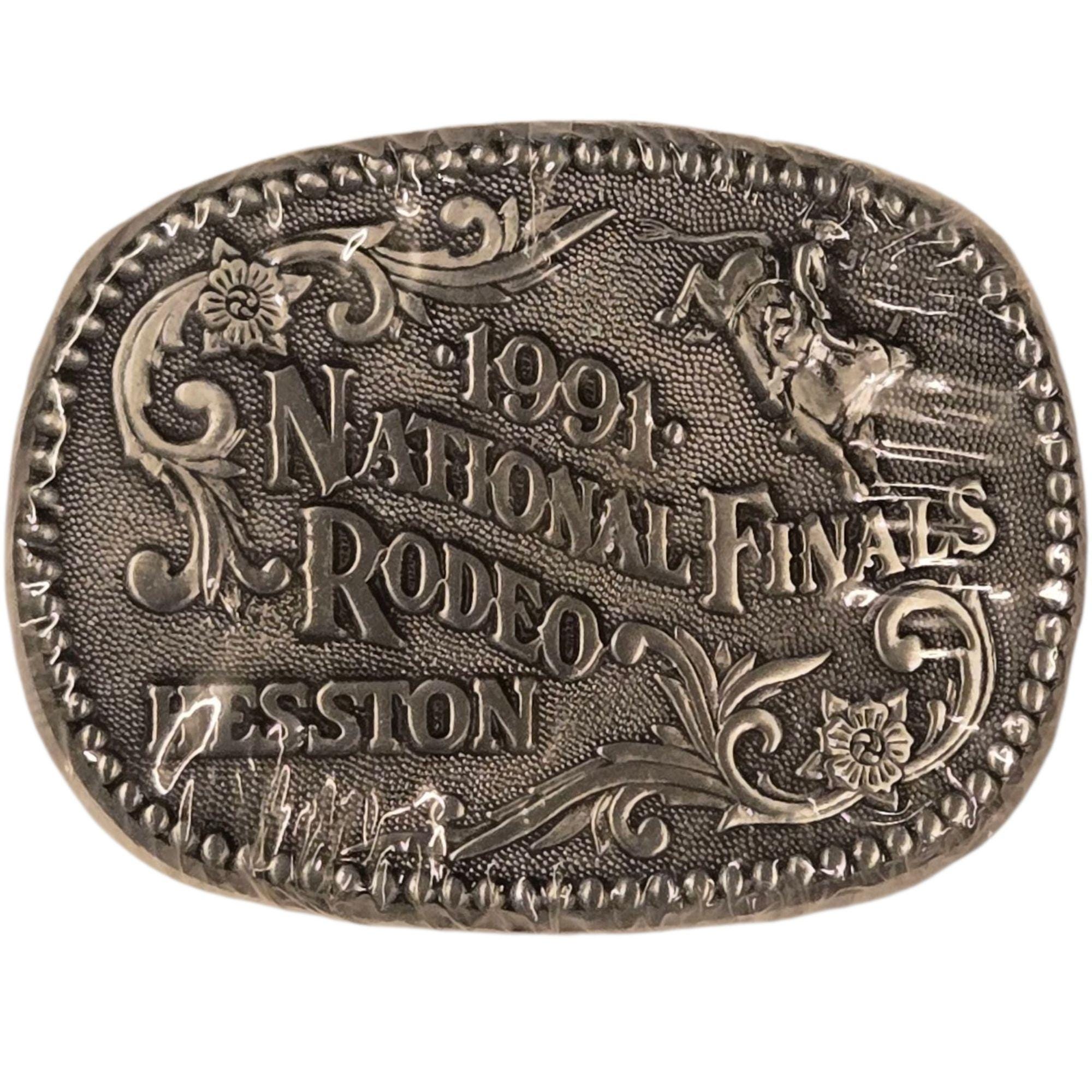 1991 Hesston Belt Buckle Kids SEALED Bull Rider Vintage NFR National Final Rodeo