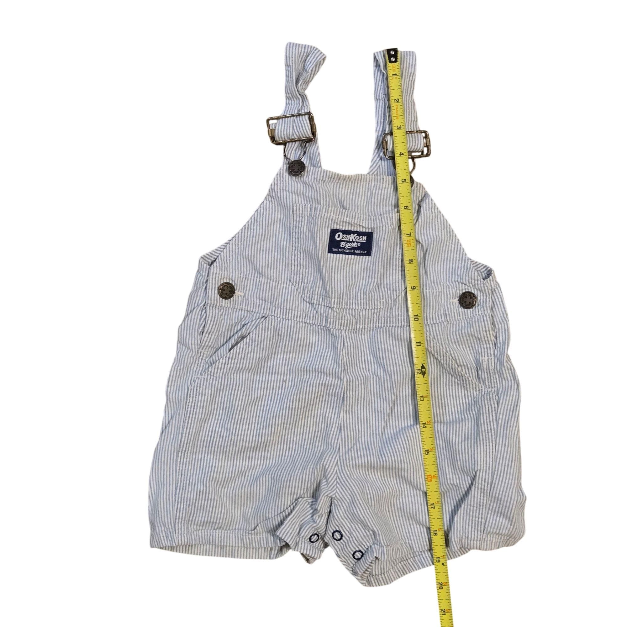 Oshkosh Bgosh Blue White Striped Baby Short Overalls Size 2T
