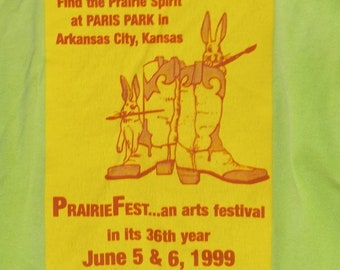Botas de vaquero Bunny Prairie Fest Arts Camiseta Camiseta Distressed XL Pintor PrairieFest Rabbit
