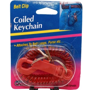 Vintage Coiled Keychain 1995 NOS Cobbs Originalverpackung Clip Schlüsselanhänger Neu In Box