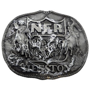 1983 NFR Rodeo Fibbia per cintura NOS Hesston Bronc Bull Riding Cowboy National Finals