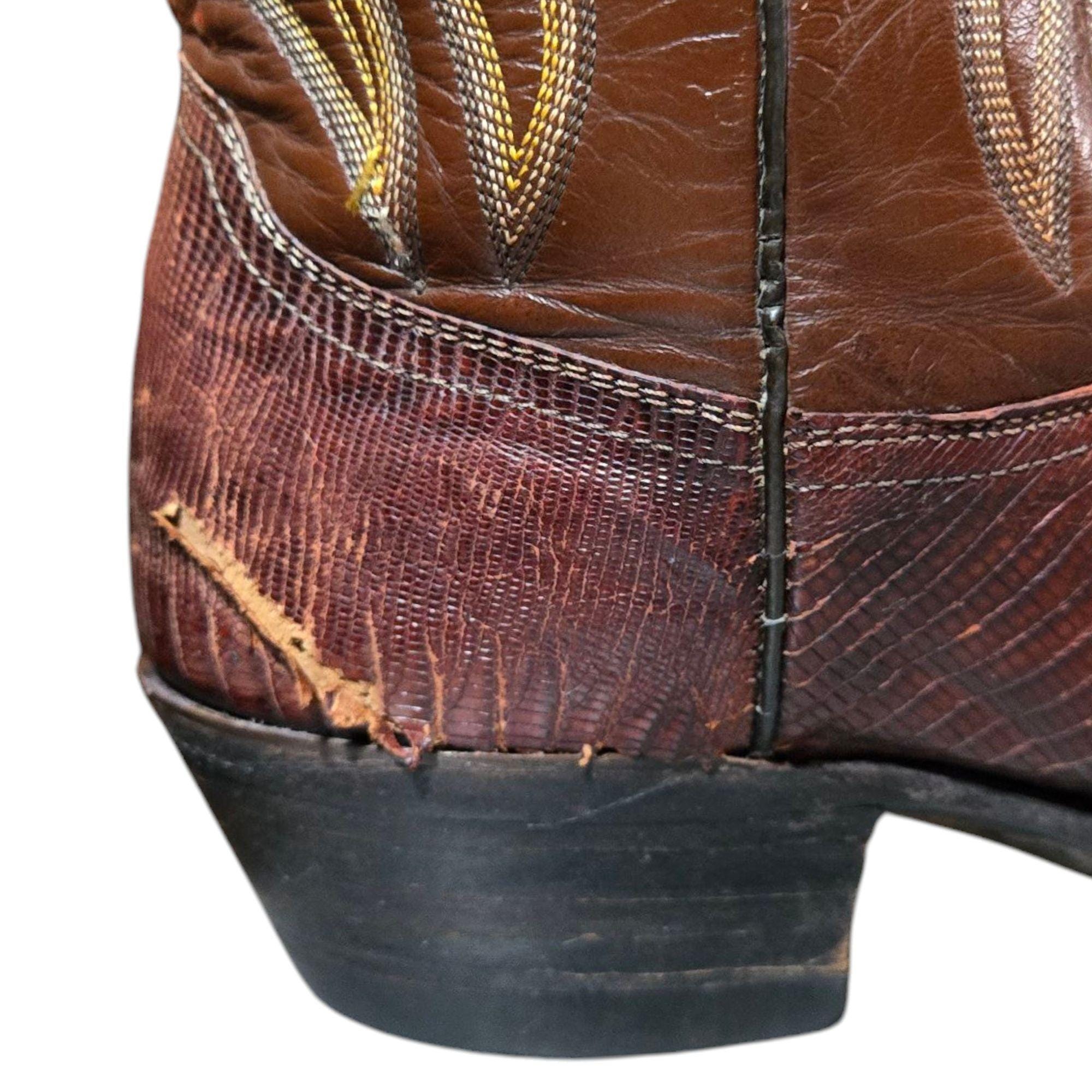 Vintage Justin Cowboy Boots Brown Lizard Mens 9.5 D  display picture 2