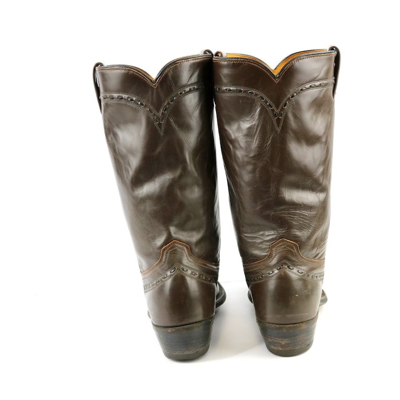 Wrangler Cowboy Boots Brown Leather Mens Size 9.5 D Vintage Western Rockabilly