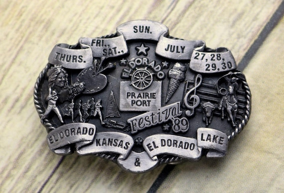 El Dorado Kansas Belt Buckle Prairie Port Lake Fe… - image 1