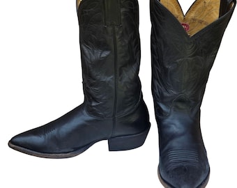 Nocona Cowboy Boots Mens Black Leather 8.5 EEE Extra Wide Width Made in USA