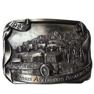 1987 Kansas Auctioneers Association Belt Buckle Farm Tractor Sale Auction