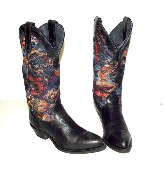 Blue Tapestry western fashion cowgirl boots - Cap