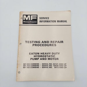 Massey Ferguson Combine Service Manual Eaton Heavy Duty Hydrostatic Pump And Motor