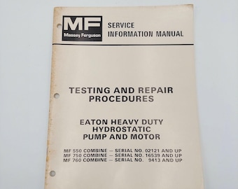 Massey Ferguson combina el manual de servicio eaton heavy duty hidrostático bomba y motor