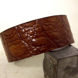 Exotic Brown leather cuff Western Boho Bracelet Hippie jewelry upcycled