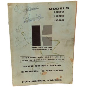Krause Plough Flex Beitel Vintage instructieboek LEES Onderdelencatalogus Hutchinson KS