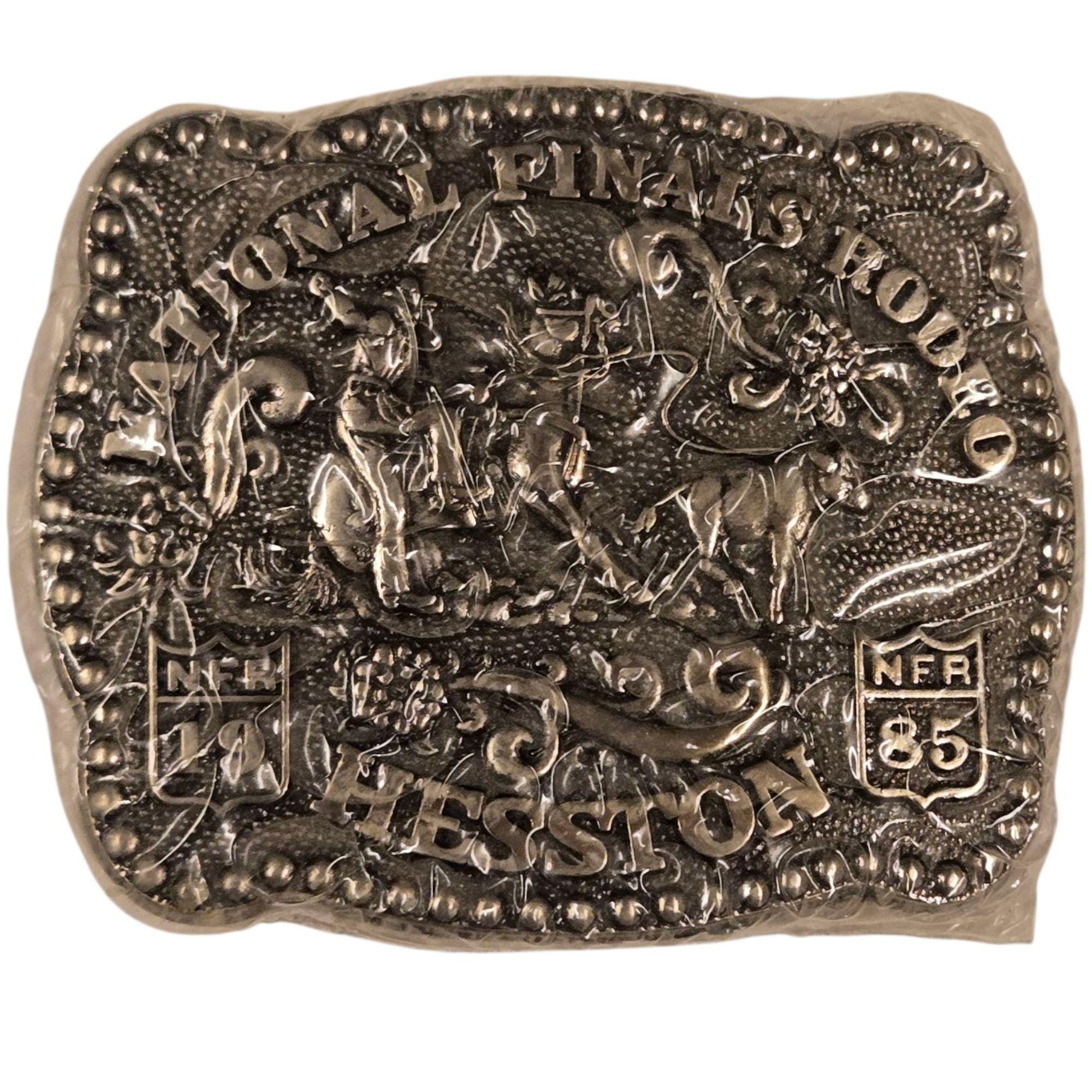 Hesston NFR 1985 Belt Buckle Small Kids New National Finals Rodeo Cowboy Vintage