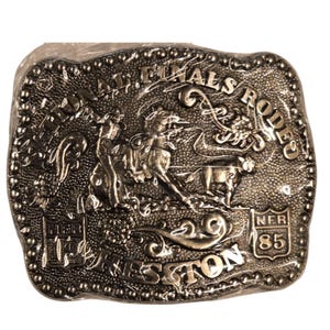 Small Calf Roper Belt Buckle 1985 NFR Rodeo Youth Roping Kids National Finals NOS