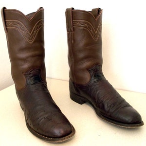 Rich Brown Justin cowboy boots with ostrich leather