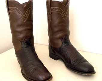 Rich Brown Justin cowboy boots with ostrich leather