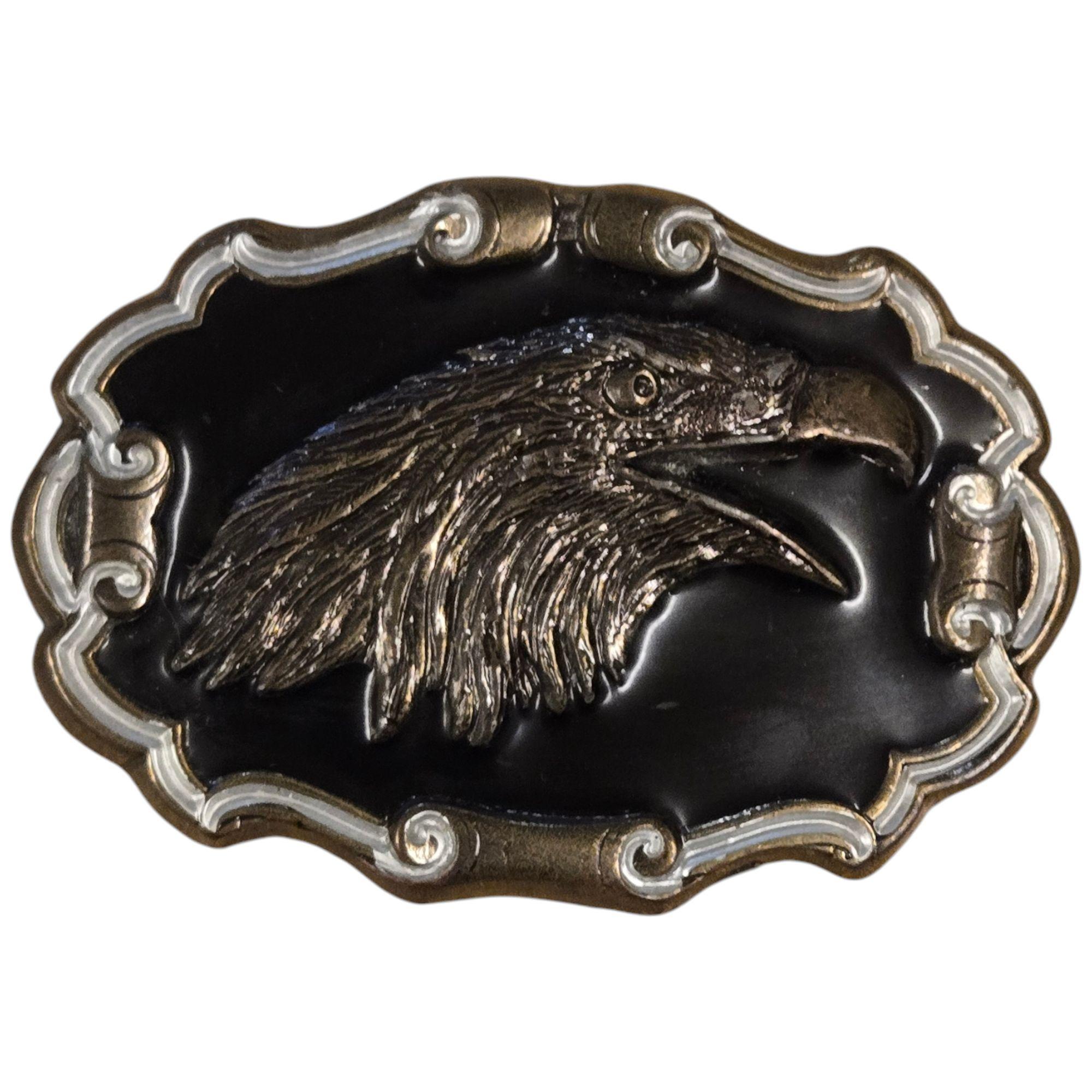 Vintage Eagle Head Belt Buckle 1991 Black Country Western  display picture 3