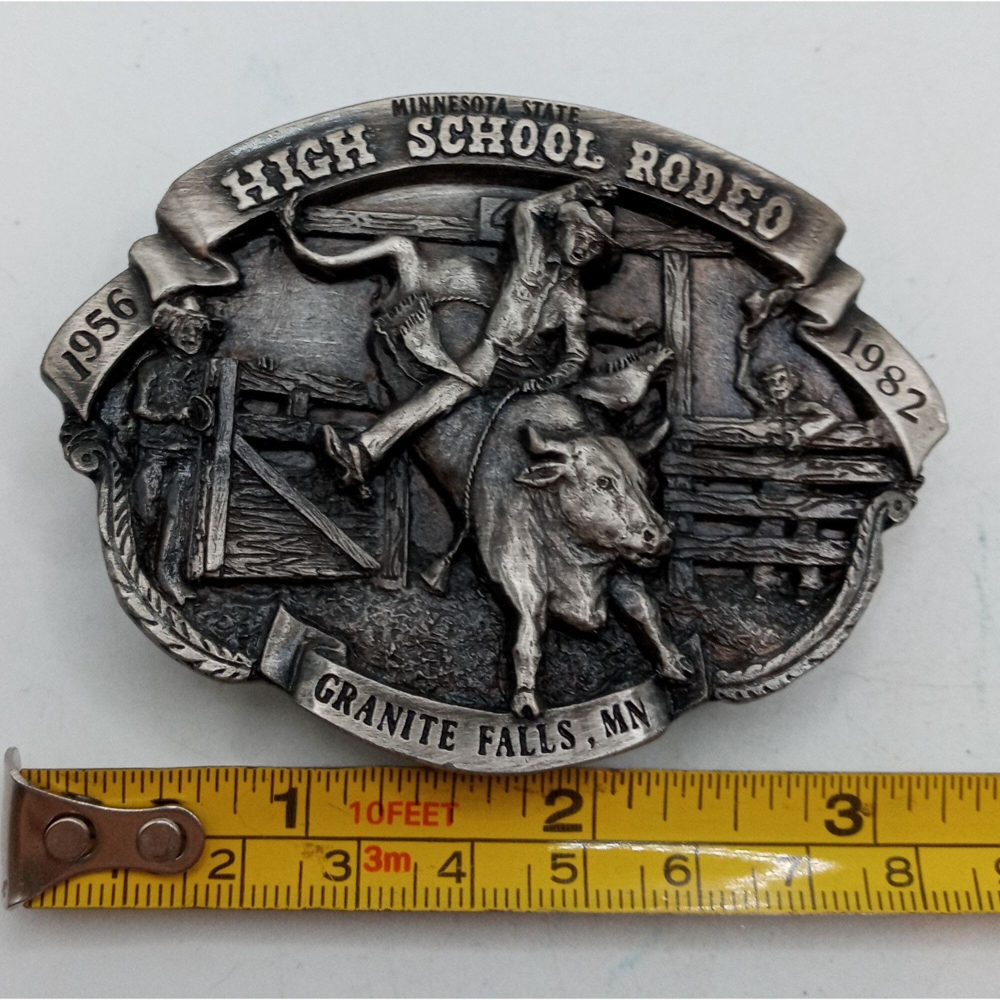 Bull Rider Rodeo Belt Buckle Minnesota High School Vintage 1982 Granite ...