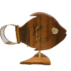 Folk Art Fish Sculpture Found Object Assemblage Man Cave Cabin 15 inch