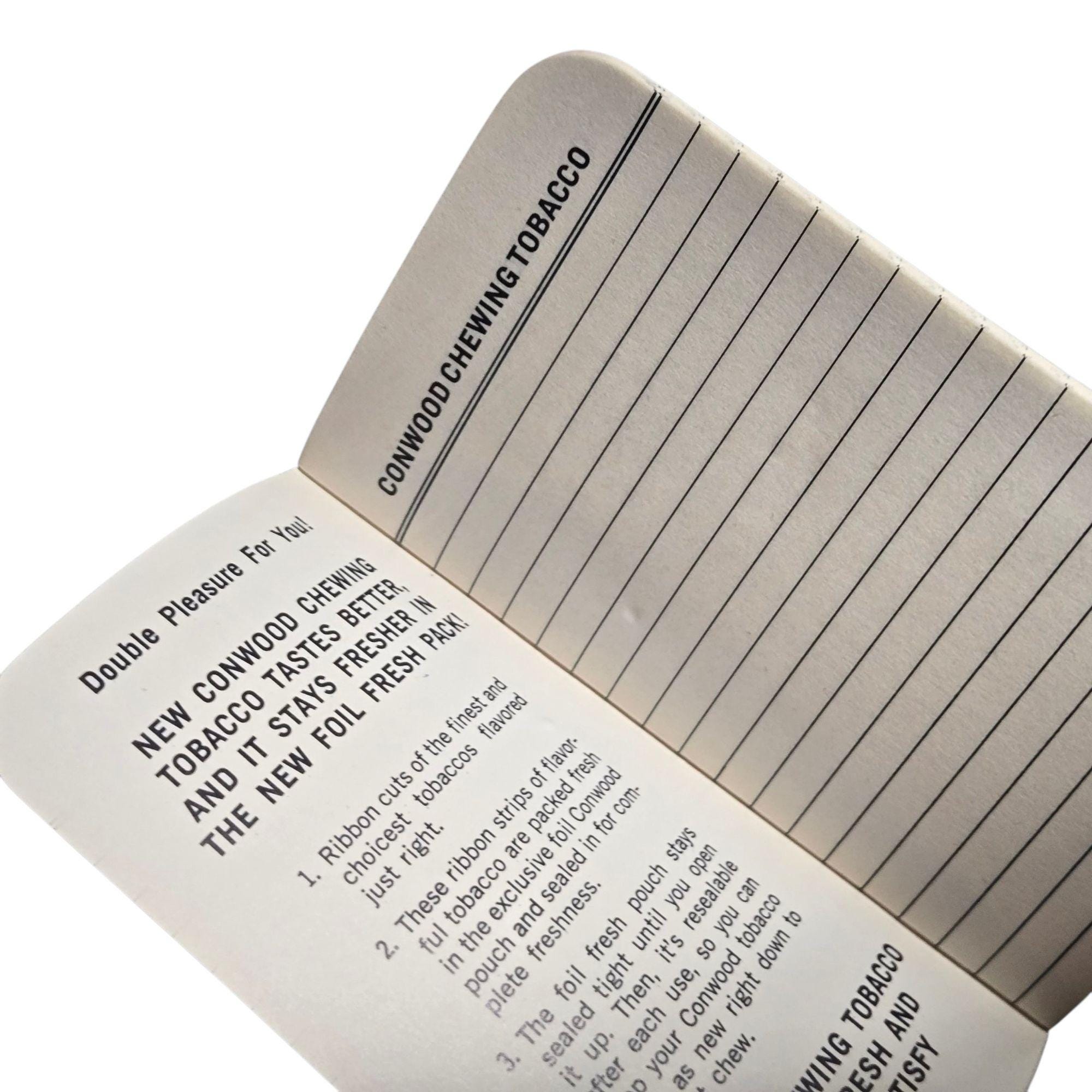 Vintage Conwood Chewing Tobacco Foil Fresh Pouch Advertising Booklet  Notepad