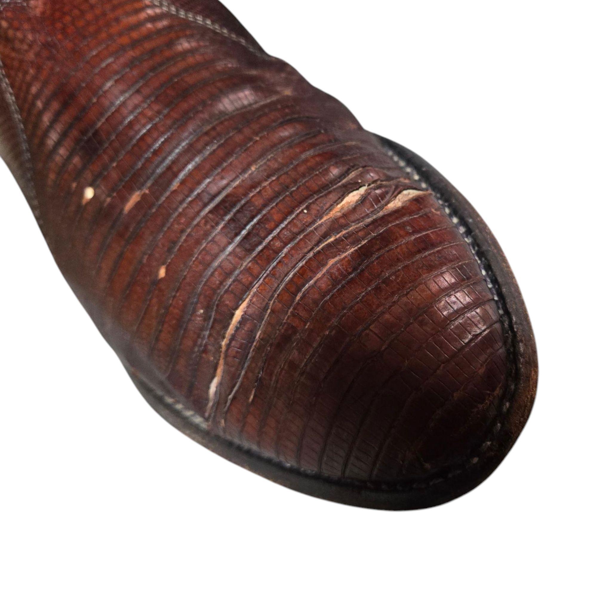 VTG Justin K2971 Lizard Skin Cowboy Boots Brown 14 AA Extra Narrow USA Made Vintage Justin Cowboy Boots Brown Lizard Mens 9.5 D  main image 4