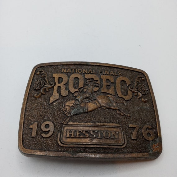 1976 NFR Rodeo Belt Buckle Saddle Bronc Cowboy Na… - image 4