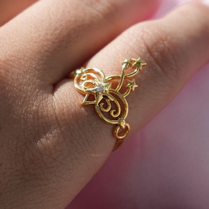 Bague couronne en or exquise - Bague princesse auriculaire réglable rehaussée de diamants, parfaite pour les adolescents et les occasions spéciales