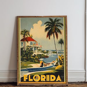 Vintage Florida reisposter Florida vintage poster retro Florida print Florida thema muur kunst vintage Florida poster Florida print retro