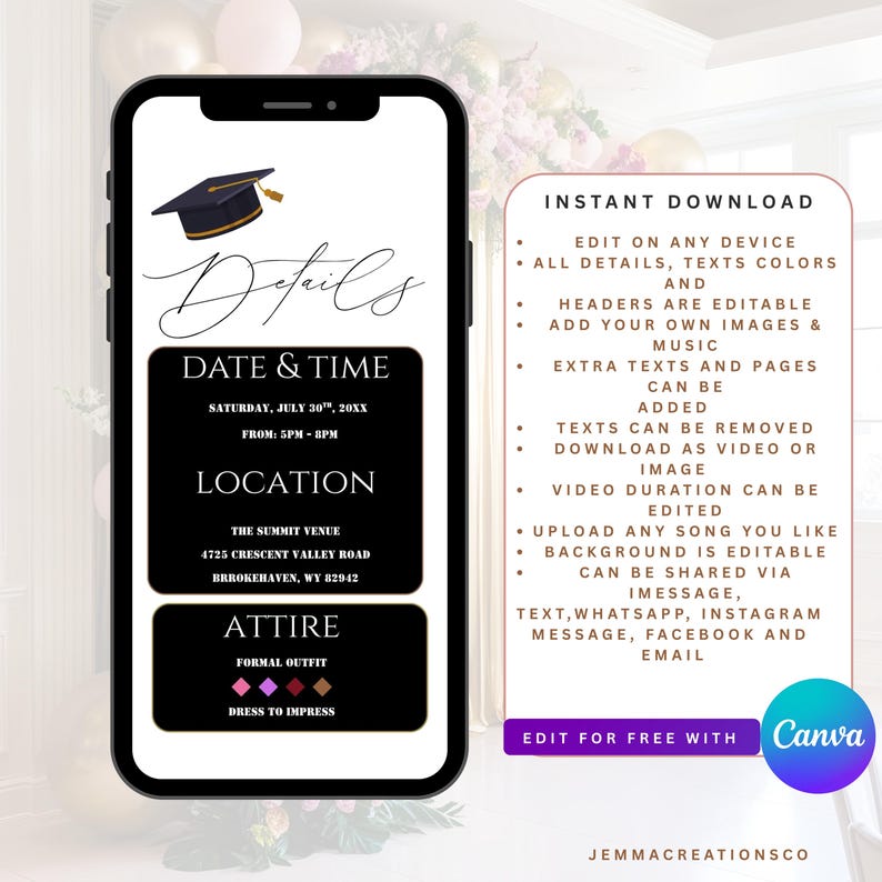 2025 Modern Digital Graduation Invitation Template, Minimalist College ...