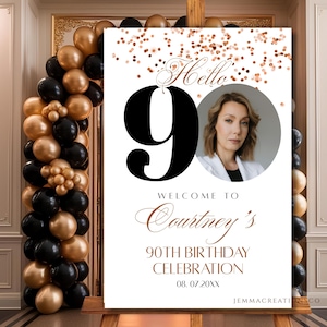 90TH Birthday Welcome Sign Template EDITABLE, Look Who&#39;s 90 Minimalist Welcome Poster Modern Ninety Years Old Welcome Sign Instant Download