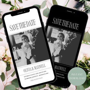 Electronic Save the Date invite, Minimal Save the Date E-invite Template Digital, Wedding Save The Date Digital Ecard, Phone Message Evite