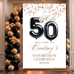 50TH Birthday Welcome Sign Template EDITABLE, 50th Minimalist Welcome Poster Modern Fifty Years Old Welcome Sign Decor Instant Download