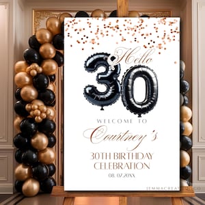 Modèle de plaque de bienvenue pour 30e anniversaire MODIFIABLE, 30e affiche de bienvenue minimaliste, décoration de plaque de bienvenue moderne de 30 ans, téléchargement immédiat