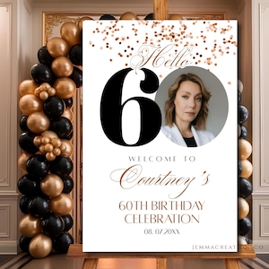 60TH Birthday Welcome Sign Template EDITABLE, Look Who's 60 Minimalist Welcome Poster Modern Sixty Years Old Welcome Sign Instant Download