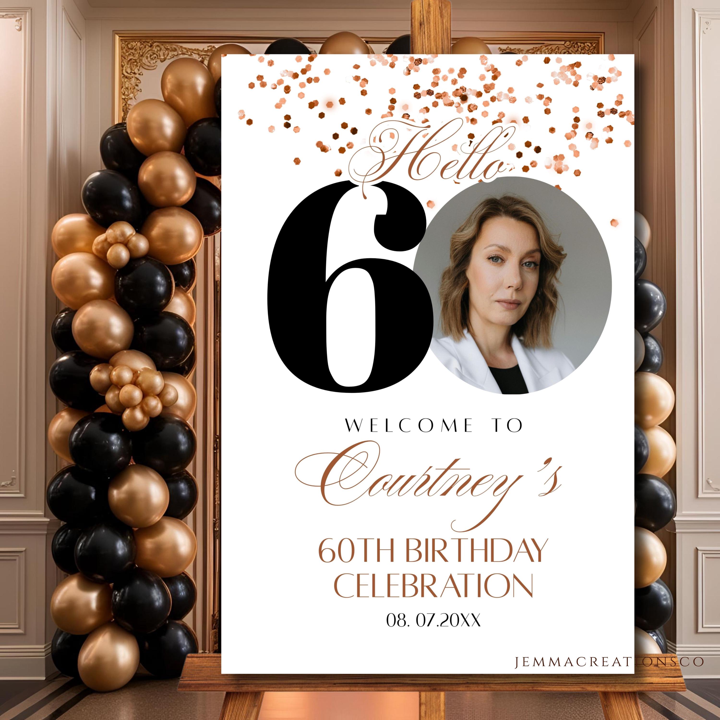 60TH Birthday Welcome Sign Template EDITABLE, Look Who's 60 Minimalist ...