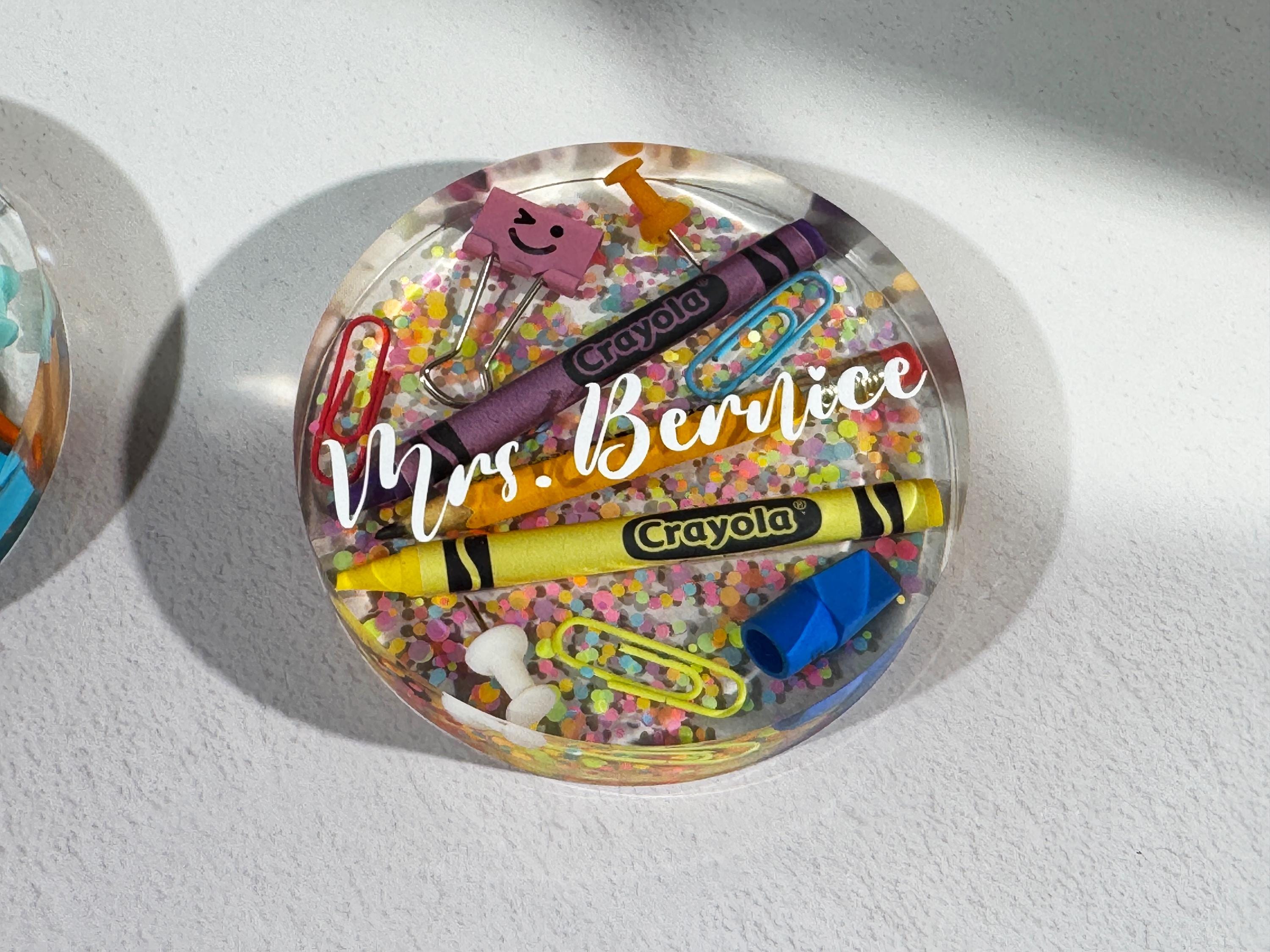 Personalized Teacher Resin Coaster: School Supplies, Crayola Crayons - Etsy