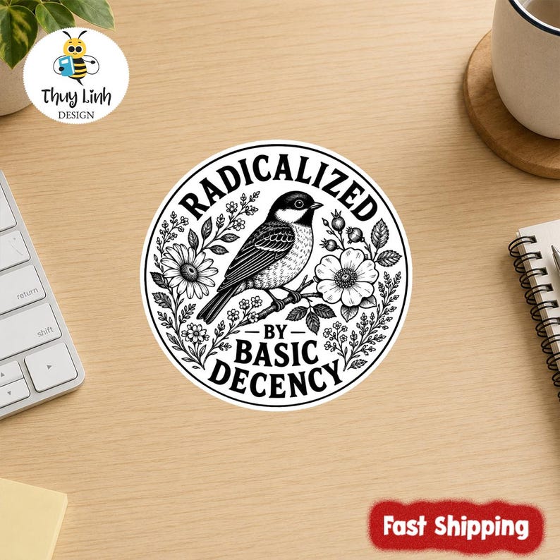 Radicalized by Basic Decency Sticker/ Magnet, Political Activist Vinyl ...